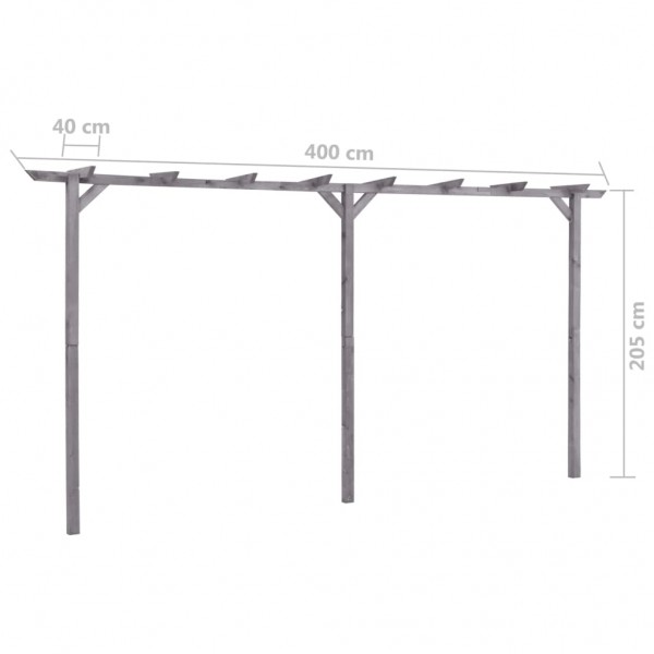 Pérgola de jardim 400x40x205 cm pinho impregnado cinzento M 5