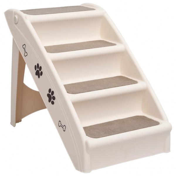 Escadas para cães dobráveis 62x40x49.5 cm cor creme M 2