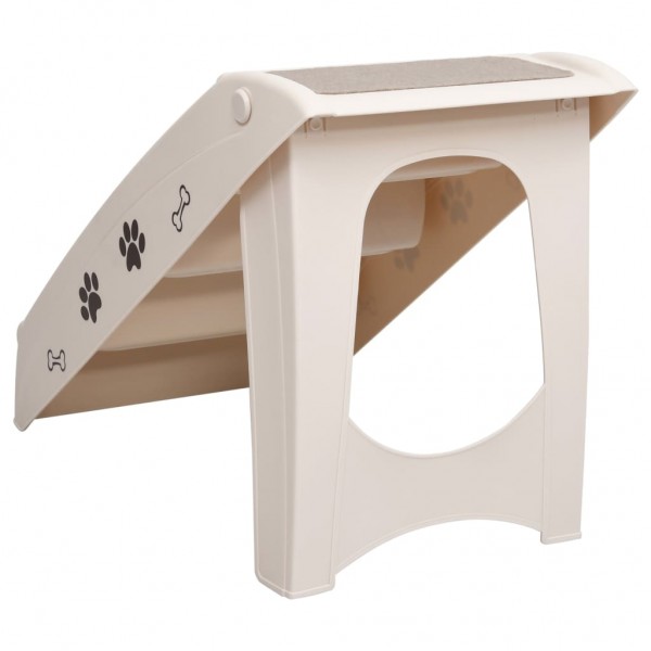 Escadas para cães dobráveis 62x40x49.5 cm cor creme M 5