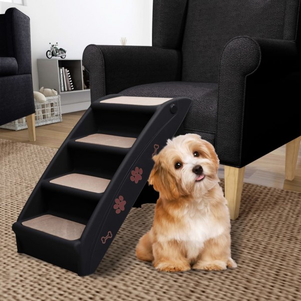 Escadas para cães dobráveis 62x40x49.5 cm preto M 5