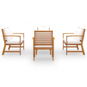 Muebles de jardín 5 pzas cojines madera maciza de acacia H