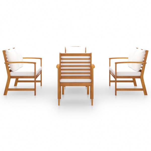 Muebles de jardín 5 pzas cojines madera maciza de acacia M 2