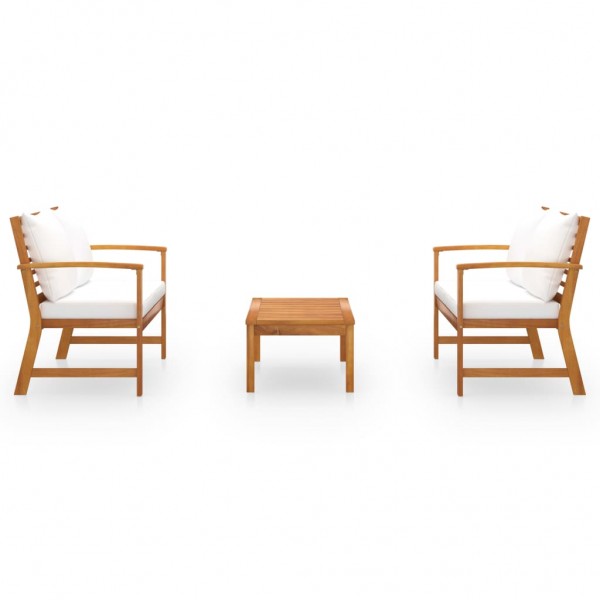 3 pcs conjunto de lounge de jardim com almofadões acácia maciça M 2
