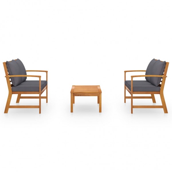 Muebles de jardín 3 pzas cojines madera maciza de acacia M 2