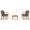 Muebles de jardín 3 pzas cojines madera maciza de acacia 2