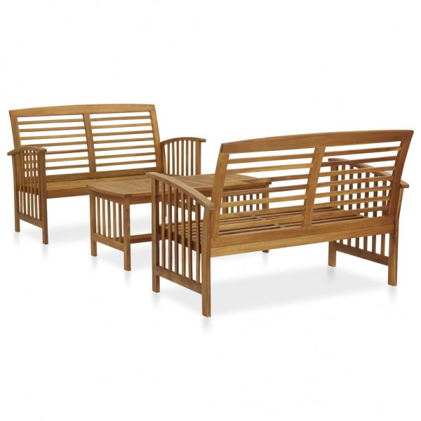 Juego de muebles de jardín 3 piezas madera de acacia maciza D