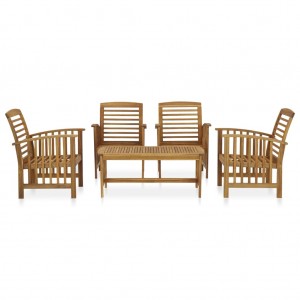 2 pcs conjunto lounge de jardim madeira de acácia maciça H