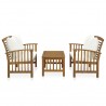 Muebles de jardín 3 piezas con cojines madera maciza de acacia 2