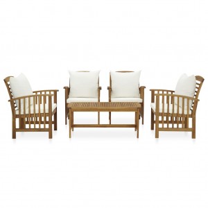 5 pcs conjunto lounge de jardim com almofadões acácia maciça H