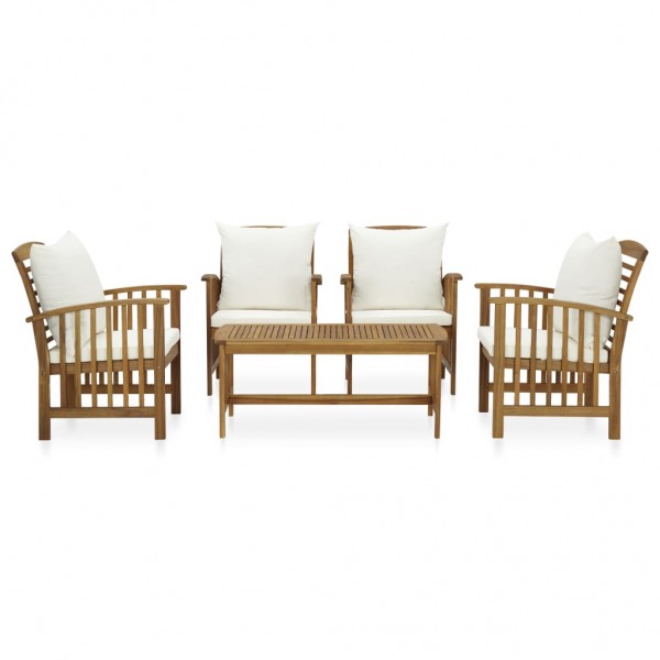 5 pcs conjunto lounge de jardim com almofadões acácia maciça M 2