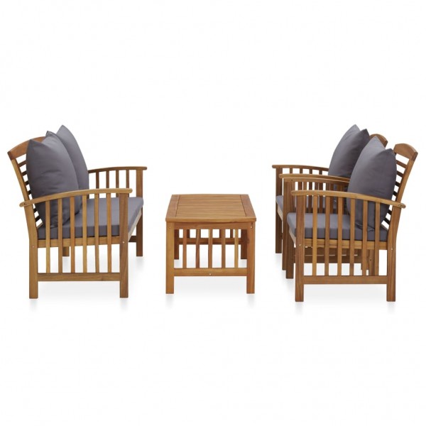 4 pcs conj. lounge jardim c/ almofadões madeira acácia maciça M 2