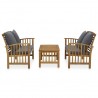 Muebles de jardín 3 piezas con cojines madera maciza de acacia 2