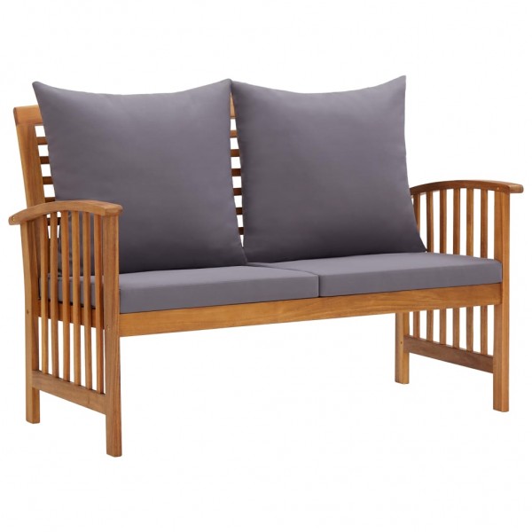 3 pcs conjunto lounge de jardim c/ almofadões acácia maciça M 4