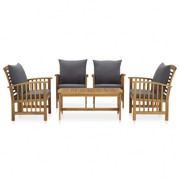 Juego muebles de jardín y cojines 5 piezas madera maciza acacia M 2