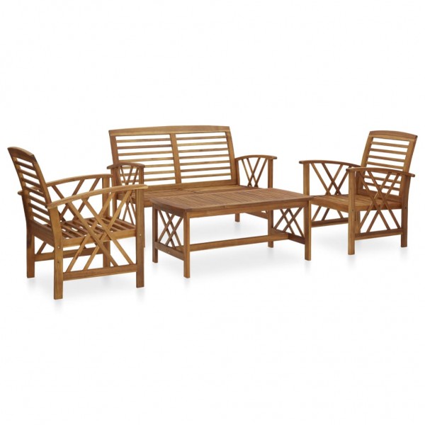 4 pcs conjunto lounge de jardim madeira de acácia maciça D