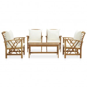 Juego muebles de jardín y cojines 5 piezas madera maciza acacia H