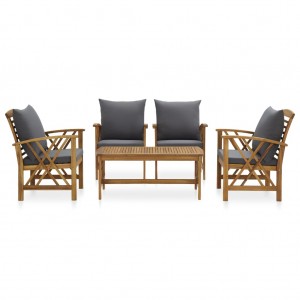 5 pcs conjunto lounge de jardim com almofadões acácia maciça H