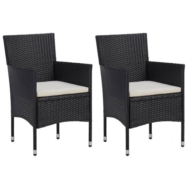 Muebles de jardín 3 piezas ratán sintético y vidrio negro M 5