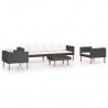 4 pcs conjunto lounge de jardim c/ almofadões vime PE preto 2