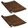 Láminas autoadhesivas muebles 2 uds PVC roble oscuro 500x90 cm 2