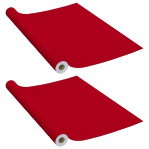 Láminas autoadhesivas muebles 2 uds PVC rojo 500x90 cm H