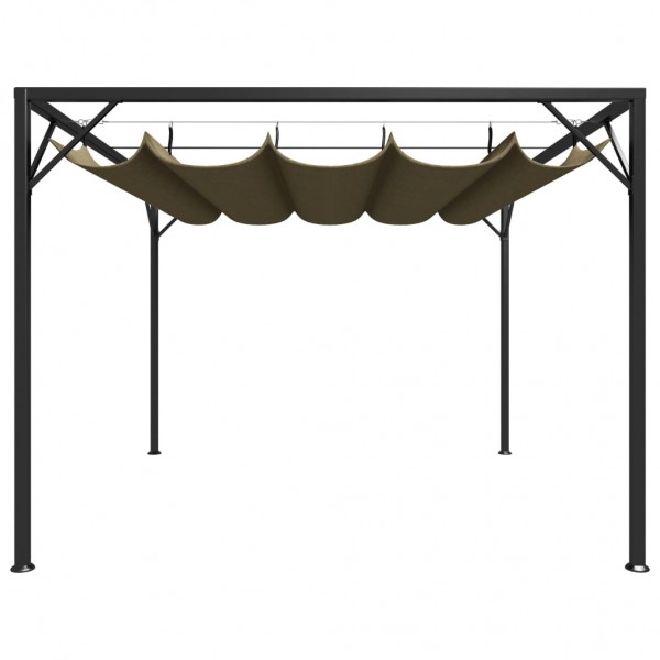 Gazebo jardim telhado retrátil 3x3 m 180 g/m² cinza-acastanhado M 2