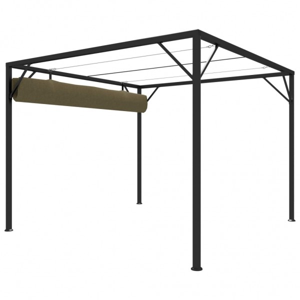 Gazebo jardim telhado retrátil 3x3 m 180 g/m² cinza-acastanhado M 5