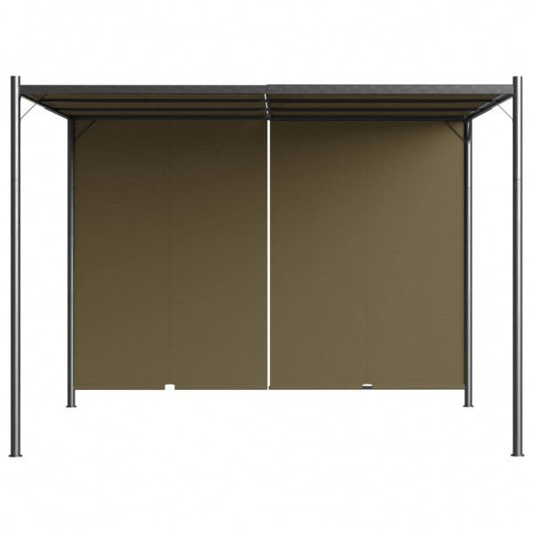 Pérgola de jardín con tejado retráctil gris taupe 3x3m 180 g/m² M 4