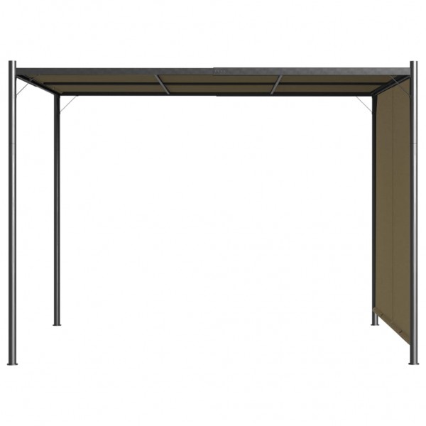 Pérgola de jardín con tejado retráctil gris taupe 3x3m 180 g/m² M 5