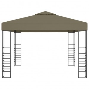 Carpa de jardín con tejado retráctil gris taupe 3x3m 180 g/m² H