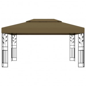 Gazebo com telhado duplo 3x4 m 180 g/m² cinza-acastanhado H