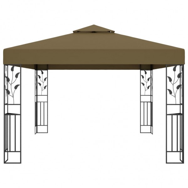 Gazebo com telhado duplo 3x4 m 180 g/m² cinza-acastanhado M 3