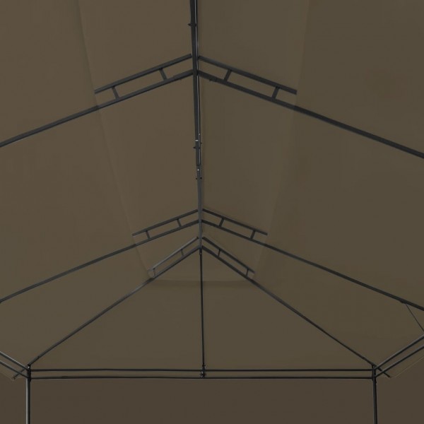 Gazebo c/ cortinas 600x298x270 cm 180 g/m² cinzento-acastanhado M 2