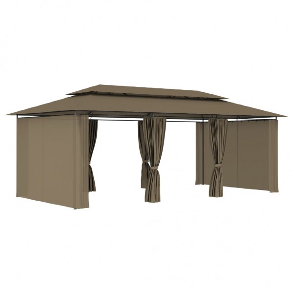 Gazebo c/ cortinas 600x298x270 cm 180 g/m² cinzento-acastanhado M 5