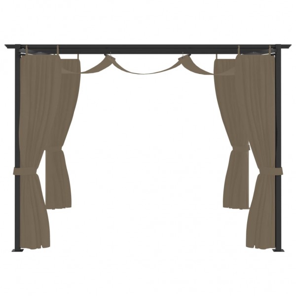 Cenador con cortinas acero gris taupe 3x3 m M 3