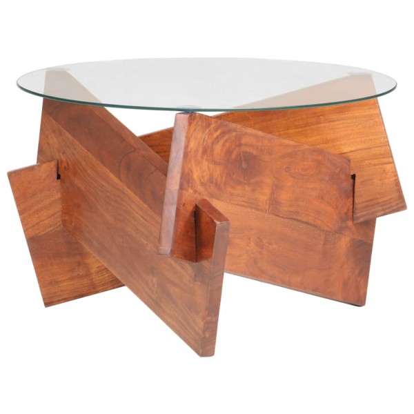 Mesa de centro de madera maciza de acacia 66 cm D