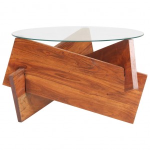 Mesa de centro de madera maciza de acacia 66 cm H