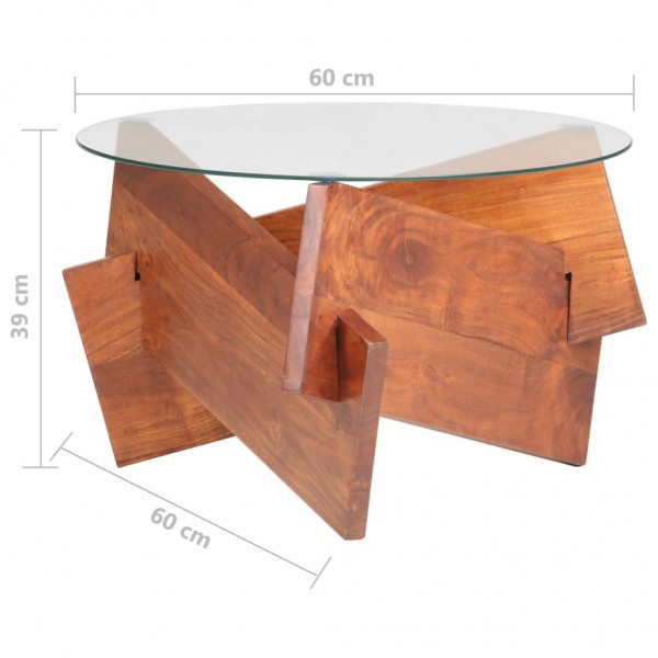 Mesa de centro de madera maciza de acacia 66 cm M 5