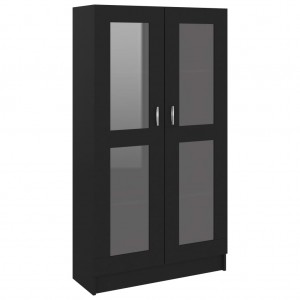Vitrina de madera contrachapada negro 82.5x30.5x150 cm H