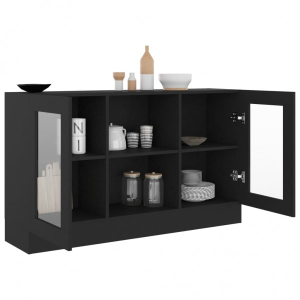Vitrina de madera contrachapada negro 120x30.5x70 cm M 4