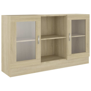 Vitrina de madera contrachapada color roble 120x30.5x70 cm H