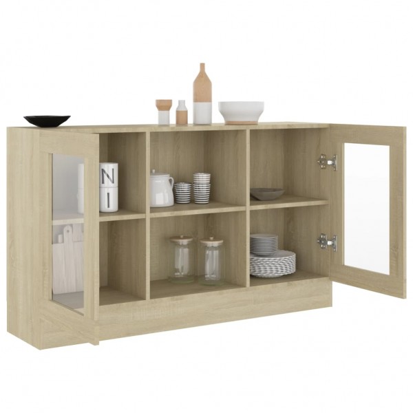 Vitrina de madera contrachapada color roble 120x30.5x70 cm M 4