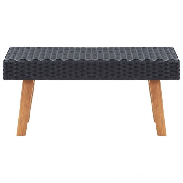 2 pcs conjunto lounge de jardim c/ almofadões vime PE preto M 4