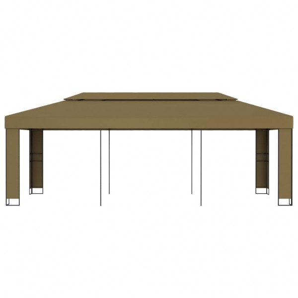 Gazebo com telhado duplo 3x6 m 180 g/m² cinza-acastanhado M 2