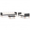 3 pcs conjunto lounge para jardim c/ almofadões vime PE preto 2
