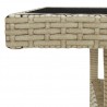 Mesa de comedor de jardín ratán sintético y vidrio beige 4