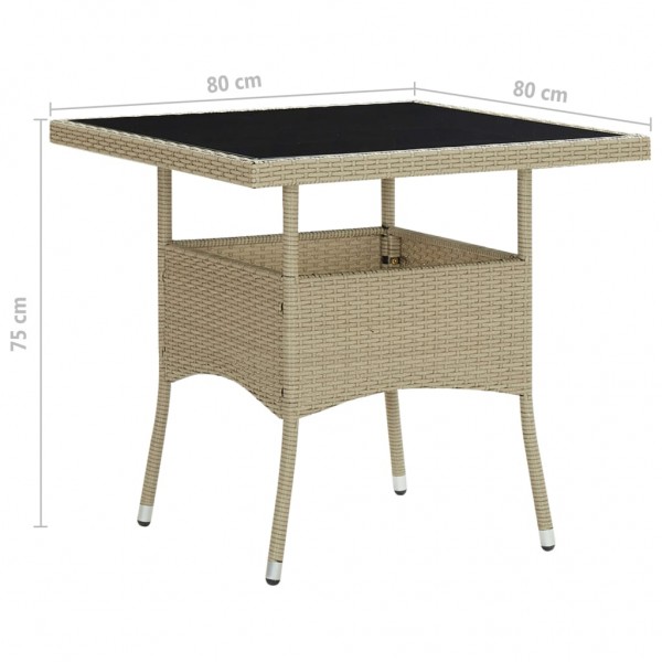 Mesa de comedor de jardín ratán sintético y vidrio beige M 5