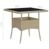 Mesa de jantar para exterior vime PE e vidro bege 5