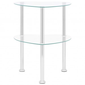 Mesa de apoio c/ duas prateleiras 38x38x50cm vidro transparente H