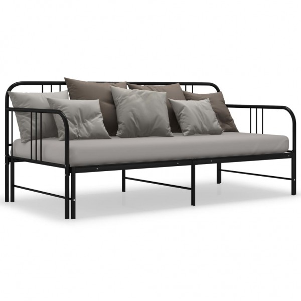 Estructura de sofá cama extraíble metal negro 90x200 cm D